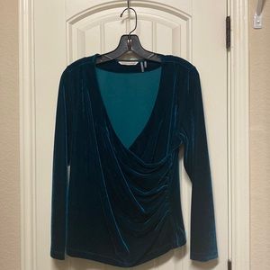 Soft surroundings dark aqua, velour top.